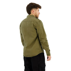 Chemise Militaire Vintage Kaki en coton supérieur à deux poches poitrines