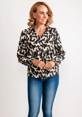 Blouse Fransa M/L Imprimé Noir