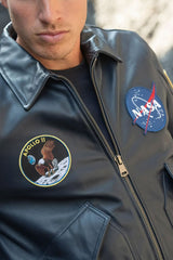 Blouson Homme Nasa Colombia en Cuir Navy