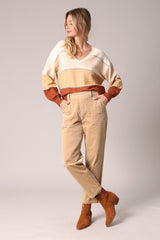 Pull Deeluxe Col V Lodina Beige