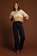 Pull Deeluxe Col V Lodina Beige